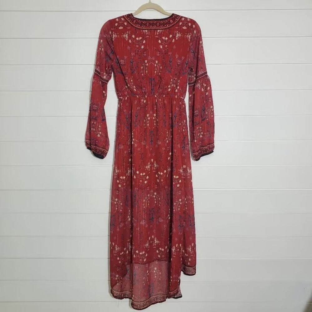 Boho Wrap Maxi Dress - Rust Red - Picture 2 of 2